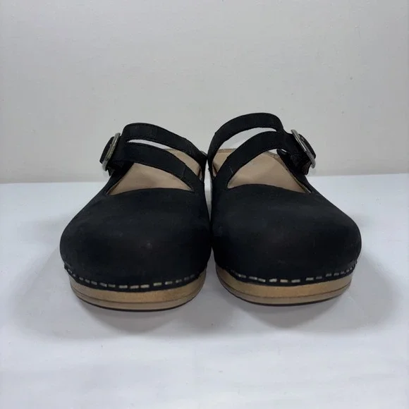 Dansko Britney Womens 41 Clogs Mary Jane Black Nubuck Slip-On Mule Shoe Comfort - Picture 2 of 12